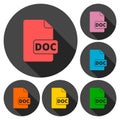 File Doc icons set with long shadow Royalty Free Stock Photo