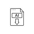 File, document, AI icon. Simple line, outline vector of icons for ui and ux, website or mobile application Royalty Free Stock Photo