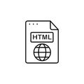 File, document, globe, HTML icon. Simple line, outline vector of icons for ui and ux, website or mobile application Royalty Free Stock Photo