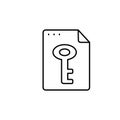 File, document, key icon. Simple line, outline vector of icons for ui and ux, website or mobile application Royalty Free Stock Photo