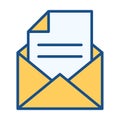 File Document with Mail Notification Alert Flat Colored Icon for Messaging and Inbox Tasks Royalty Free Stock Photo