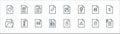 file and document outline line icons. linear set. quality vector line set such as attachment, error, invoice, folder, print, copy Royalty Free Stock Photo
