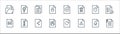 File and document outline line icons. linear set. quality vector line set such as attachment, error, save, mail, protection, copy Royalty Free Stock Photo