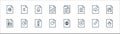 file and document outline line icons. linear set. quality vector line set such as click, delete, update, invoice, upload, download