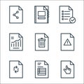 File and document outline line icons. linear set. quality vector line set such as click, invoice, refresh, error, trash, report, Royalty Free Stock Photo