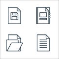 file and document outline line icons. linear set. quality vector line set such as document, folder, contacts Royalty Free Stock Photo