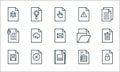 File and document outline line icons. linear set. quality vector line set such as lock, contacts, save, invoice, delete,