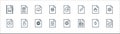 file and document outline line icons. linear set. quality vector line set such as report, invoice, document, delete, click, upload Royalty Free Stock Photo