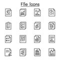 File, Document, Report icon set in thin line style