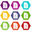 File EXE icon set color hexahedron