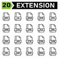File extension icon set include dwt, js, json, dcr, stc, awm, cha, gne, rjs, dml, aro, jss, p7b, stml, chm, url, dap, w4p, wsdl, Royalty Free Stock Photo