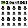 File extension icon set include dwt, js, json, dcr, stc, awm, cha, gne, rjs, dml, aro, jss, p7b, stml, chm, url, dap, w4p, wsdl,