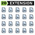 File extension icon set include dwt, js, json, dcr, stc, awm, cha, gne, rjs, dml, aro, jss, p7b, stml, chm, url, dap, w4p, wsdl, Royalty Free Stock Photo