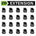File extension icon set include web, asr, ap, asp, gsp, rss, fwp, xpd, vdw, htc, csr, xht, der, obml, opml, cms, qf, tpl, bok, nzb Royalty Free Stock Photo