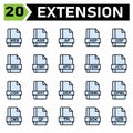 File extension icon set include web, asr, ap, asp, gsp, rss, fwp, xpd, vdw, htc, csr, xht, der, obml, opml, cms, qf, tpl, bok, nzb Royalty Free Stock Photo