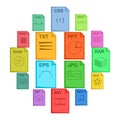 File extension icons set, cartoon style Royalty Free Stock Photo