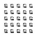 File extensions black linear icons set Royalty Free Stock Photo