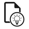 File flat icon with light bulb isolated on white background. Document symbol vector illustration Royalty Free Stock Photo