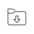 File folder with arrow pointing down. Downloading files. Pixel perfect vector icon Royalty Free Stock Photo