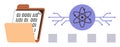 Data Management and Quantum Computing Concept with Atomic Symbol and Binary Code in File Folder Royalty Free Stock Photo