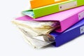 File Folder Binder stack of multi color on table in office. Royalty Free Stock Photo