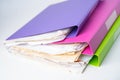 File Folder Binder stack of multi color on table in office Royalty Free Stock Photo