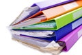 File Folder Binder stack of multi color on table in office. Royalty Free Stock Photo