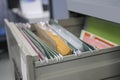 File folder documents In a file cabinet retention Royalty Free Stock Photo