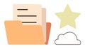 File Folder with Documents, Star, and Cloud Representing Organization and Cloud Storage Royalty Free Stock Photo