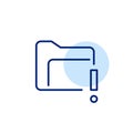 File folder and exclamation mark. System data problem warning. Security alert. Pixel perfect, editable stroke