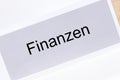 File folder Finances Finanzen in German language Royalty Free Stock Photo