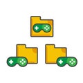 File folder with game icon. file folder illustration. Flat vector icon. can use for, icon design element,ui, web, mobile app Royalty Free Stock Photo