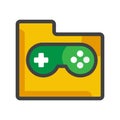 File folder with game icon. file folder illustration. Flat vector icon. can use for, icon design element,ui, web, mobile app Royalty Free Stock Photo