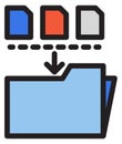 File folder icon. Color data storage. Computer documents