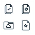 file and folder line icons. linear set. quality vector line set such as favourite page, cloud storage, block