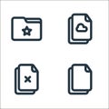 file and folder line icons. linear set. quality vector line set such as multiple, delete selection, synchronization