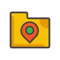 File folder with location icon. file folder illustration. Flat vector icon. can use for, icon design element,ui, web, mobile app Royalty Free Stock Photo
