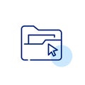File folder and mouse click. Digital files access, management and interaction. Pixel perfect, editable stroke icon Royalty Free Stock Photo