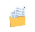 File folder. Open binder, directory with business documents. Information and data archive storage. Saving reports