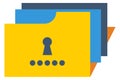 File folder password color icon. Data security