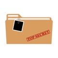 File folder with red rubber stamp top secret vector isolated, confidential, private information. Royalty Free Stock Photo