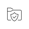 File folder, security shield with checkmark. Cryptographic security for digital files. Pixel perfect vector