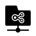File, folder, share, sharing icon. Black vector illustration Royalty Free Stock Photo