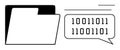 Digital File Folder with Binary Code in Speech Bubble Representing Data Storage and Communication Royalty Free Stock Photo