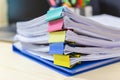 File folder and Stack of business report paper file on the table in a work office Royalty Free Stock Photo