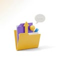 File folder with upward arrow and speech bubble Royalty Free Stock Photo