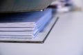 File folders on the desk in the office. Close-up Royalty Free Stock Photo