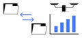 Data Exchange Between Folders with Scales and Growth Chart Representation Royalty Free Stock Photo