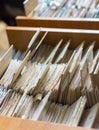 File folders in a file cabinet, card catalog in a library, Royalty Free Stock Photo