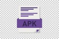Vector illustration of APK document icon on transparent background symbolizing document format or type Royalty Free Stock Photo